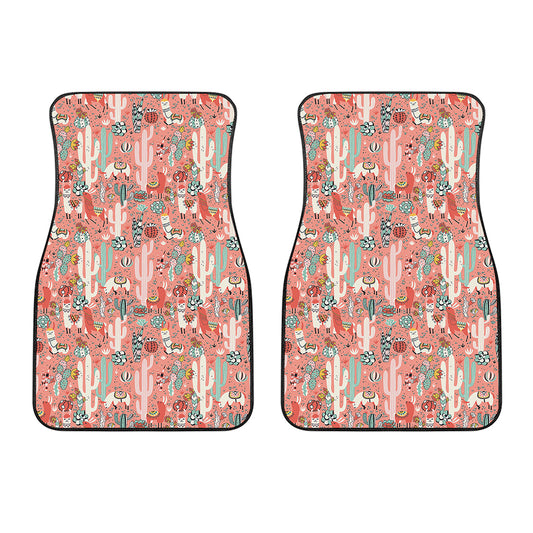 Happy Llama Pattern Print Front Car Floor Mats