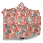 Happy Llama Pattern Print Hooded Blanket