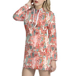 Happy Llama Pattern Print Hoodie Dress