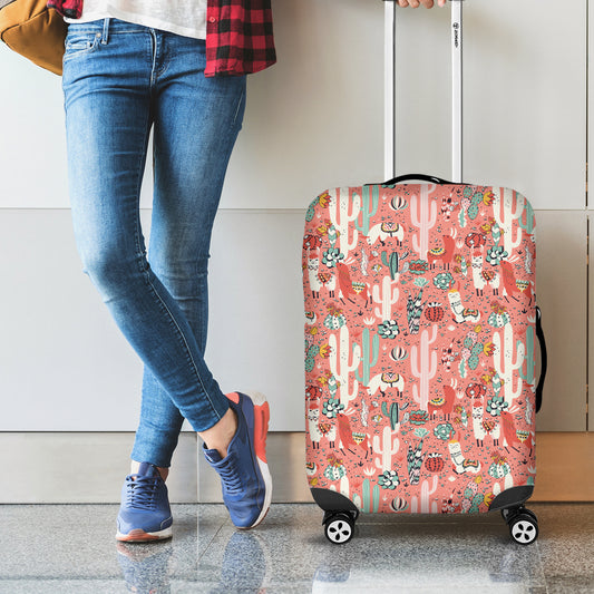 Happy Llama Pattern Print Luggage Cover
