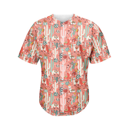 Happy Llama Pattern Print Men's Baseball Jersey