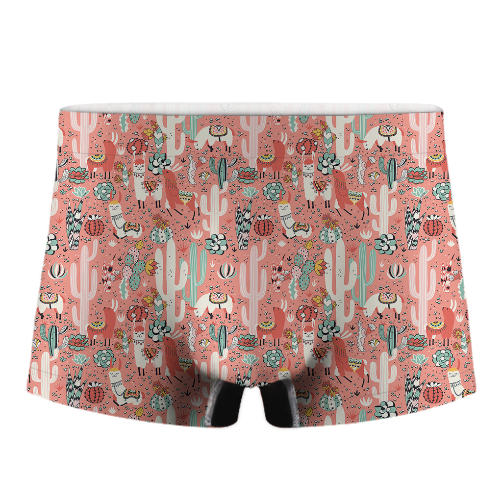 Happy Llama Pattern Print Men's Boxer Briefs