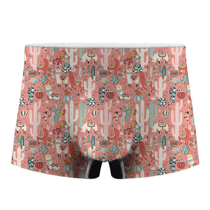 Happy Llama Pattern Print Men's Boxer Briefs