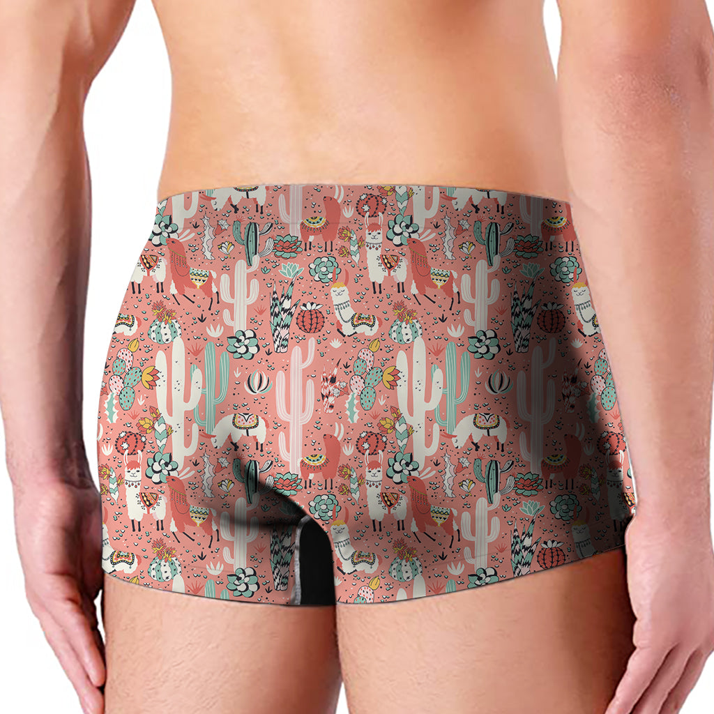 Happy Llama Pattern Print Men's Boxer Briefs