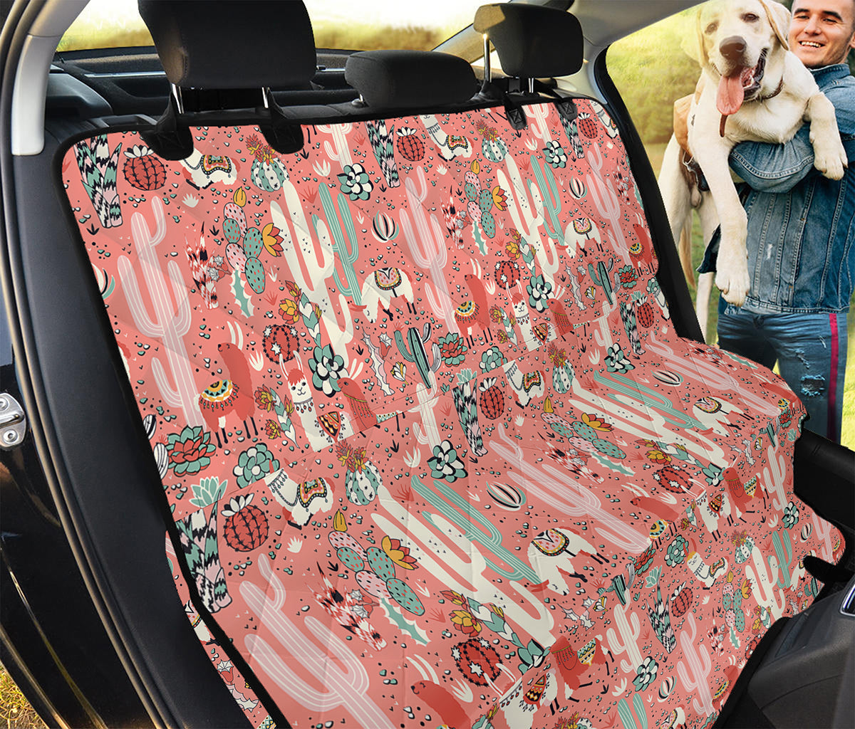 Happy Llama Pattern Print Pet Car Back Seat Cover