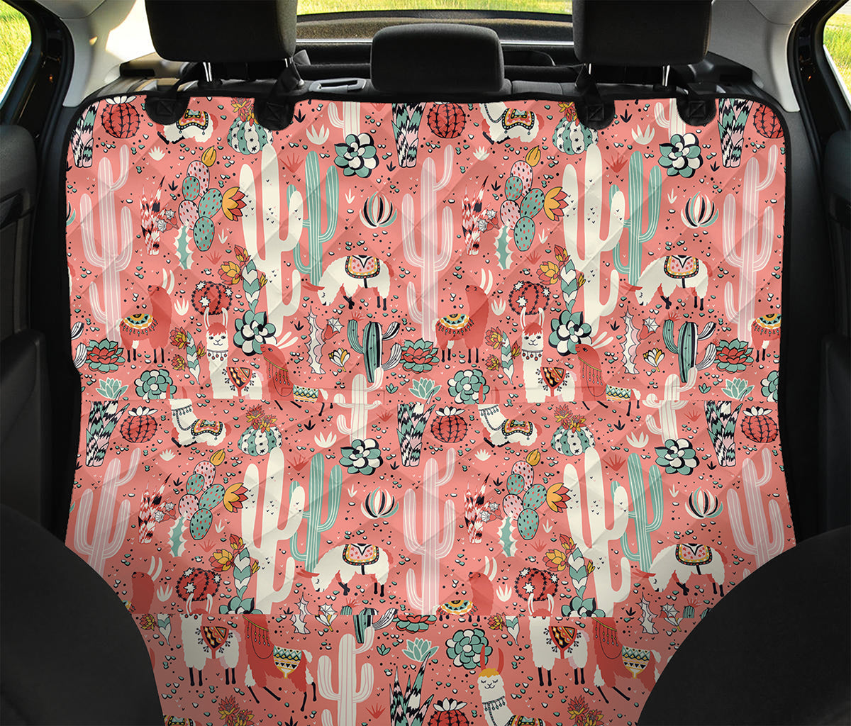 Happy Llama Pattern Print Pet Car Back Seat Cover