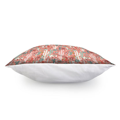 Happy Llama Pattern Print Pillow Cover