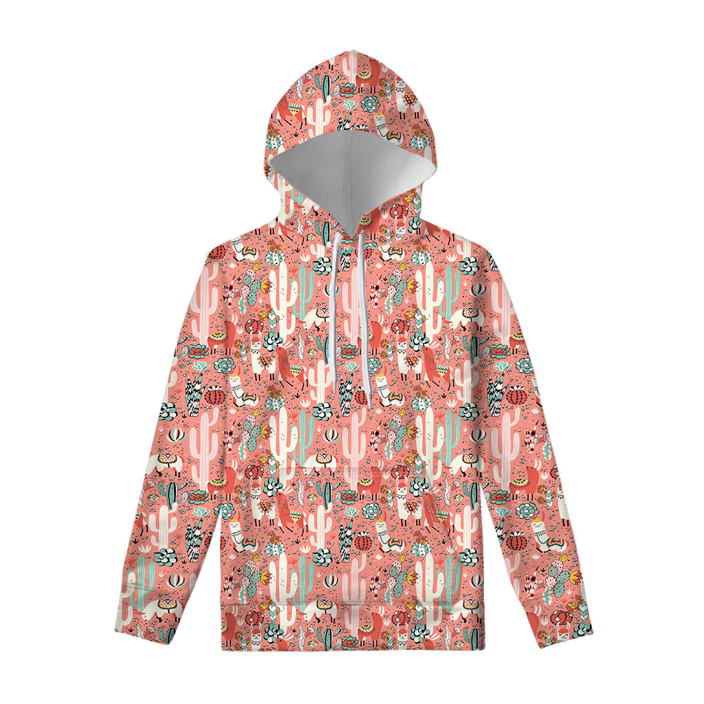 Happy Llama Pattern Print Pullover Hoodie