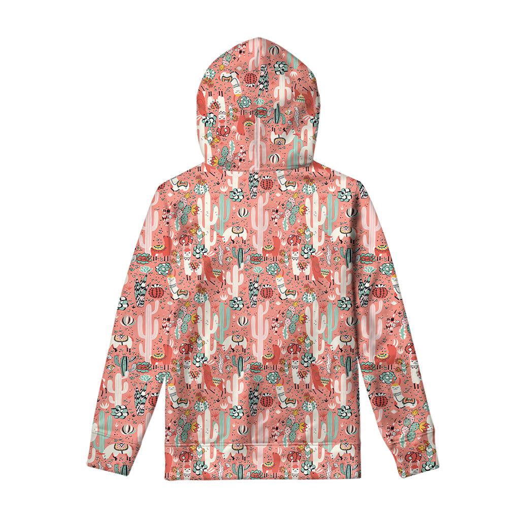 Happy Llama Pattern Print Pullover Hoodie