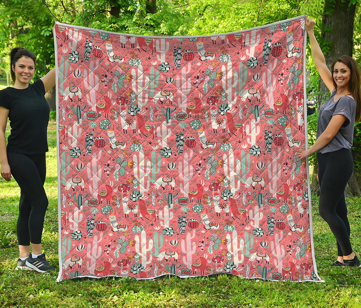 Happy Llama Pattern Print Quilt