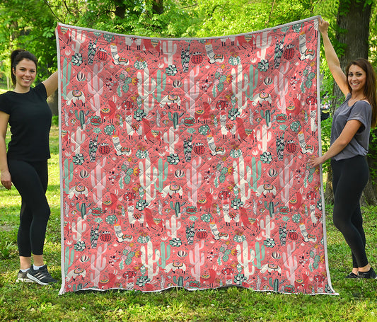 Happy Llama Pattern Print Quilt