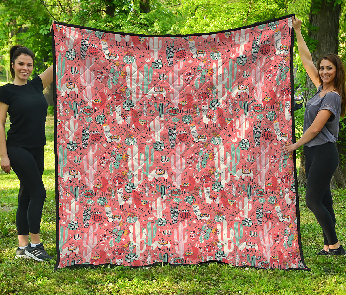 Happy Llama Pattern Print Quilt