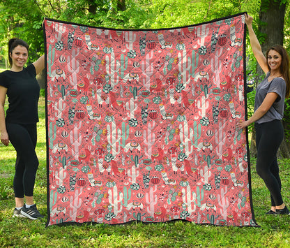 Happy Llama Pattern Print Quilt