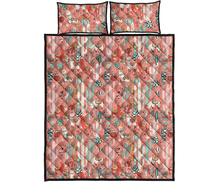 Happy Llama Pattern Print Quilt Bed Set
