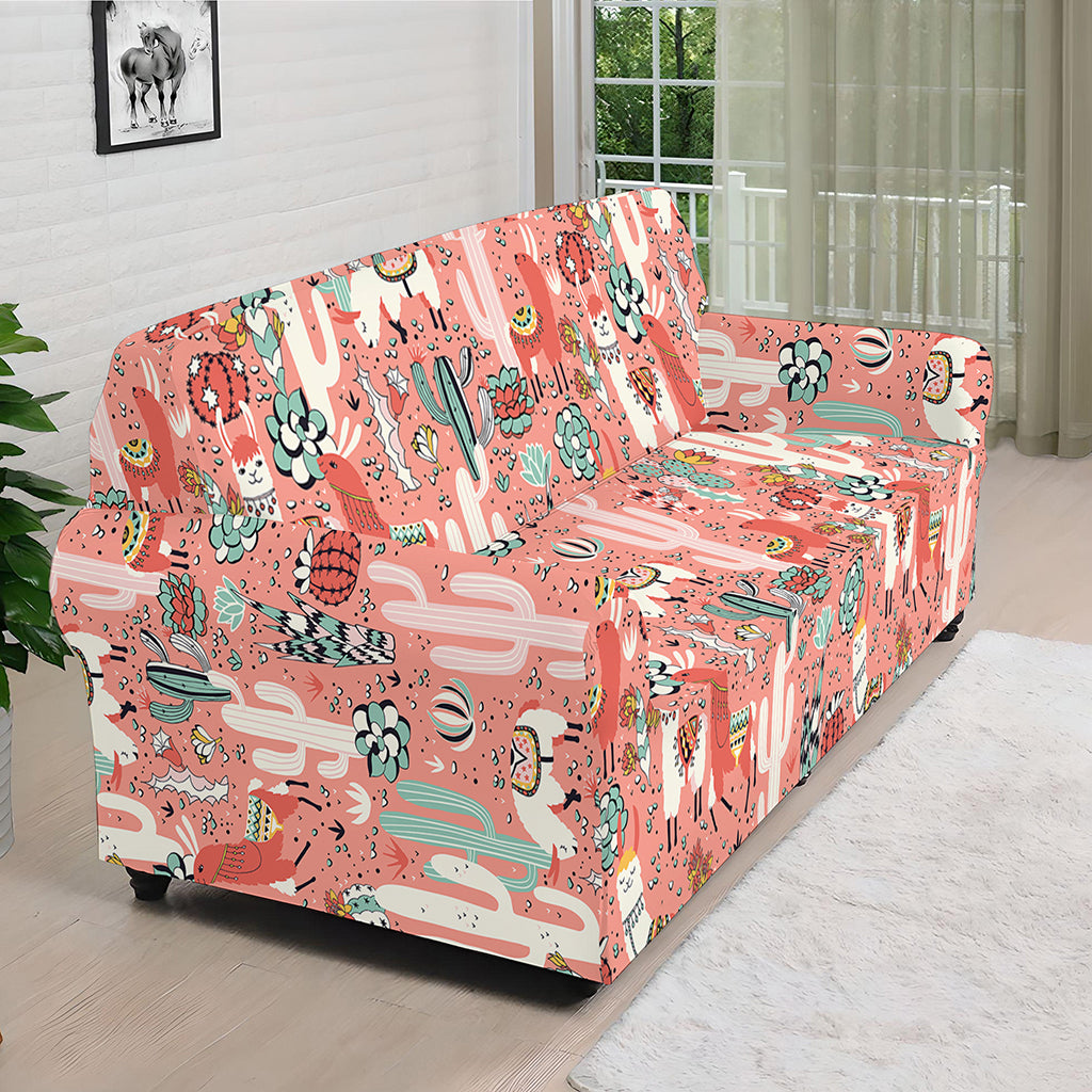Happy Llama Pattern Print Sofa Cover