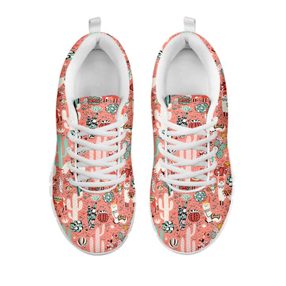 Happy Llama Pattern Print White Sneakers