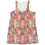 Happy Llama Pattern Print Women's Racerback Tank Top