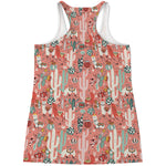 Happy Llama Pattern Print Women's Racerback Tank Top