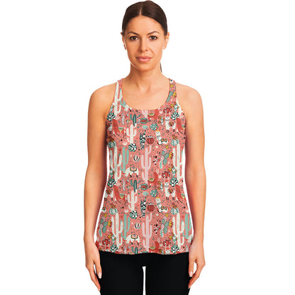 Happy Llama Pattern Print Women's Racerback Tank Top
