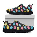 Happy Macarons Pattern Print Black Running Shoes