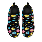 Happy Macarons Pattern Print Black Sneakers