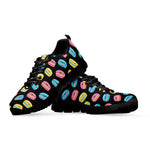 Happy Macarons Pattern Print Black Sneakers