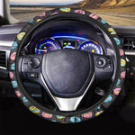 Happy Macarons Pattern Print Car Steering Wheel Cover