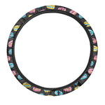 Happy Macarons Pattern Print Car Steering Wheel Cover