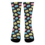Happy Macarons Pattern Print Crew Socks