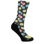 Happy Macarons Pattern Print Crew Socks