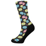 Happy Macarons Pattern Print Crew Socks