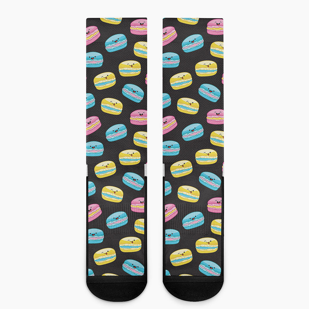 Happy Macarons Pattern Print Crew Socks