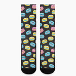 Happy Macarons Pattern Print Crew Socks
