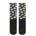 Happy Macarons Pattern Print Crew Socks