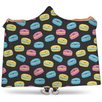 Happy Macarons Pattern Print Hooded Blanket