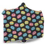 Happy Macarons Pattern Print Hooded Blanket