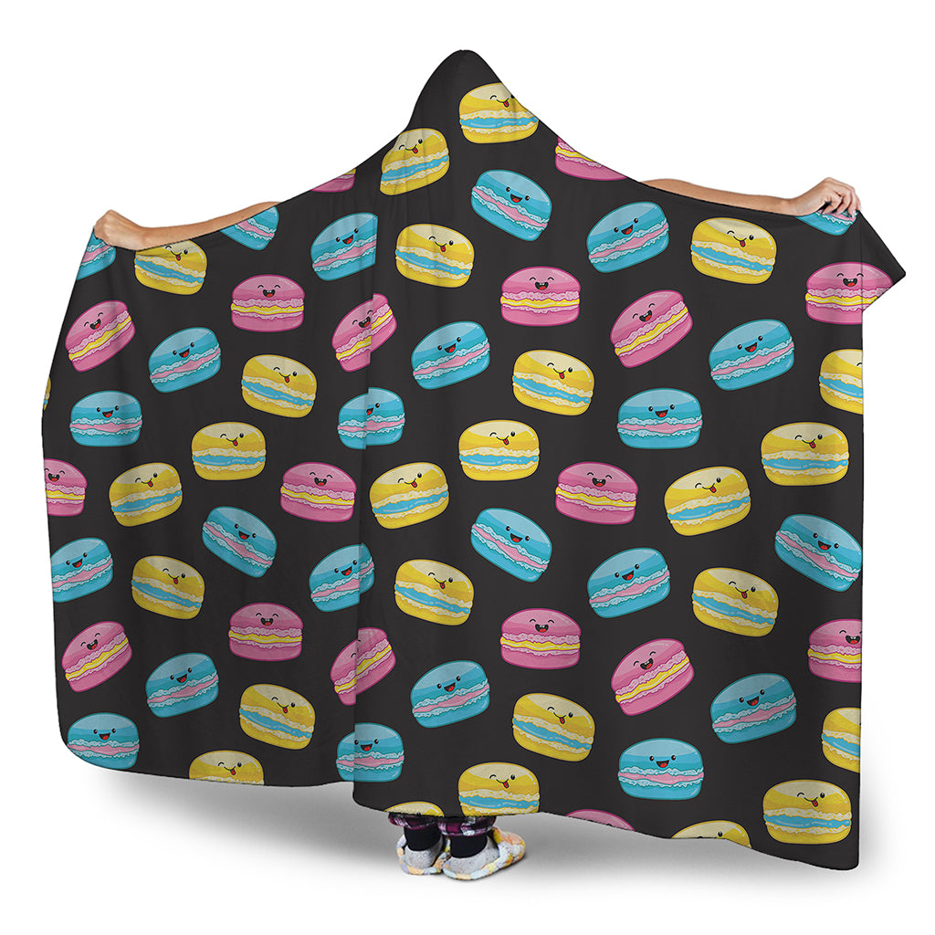 Happy Macarons Pattern Print Hooded Blanket