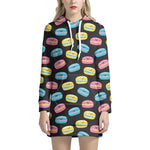 Happy Macarons Pattern Print Hoodie Dress