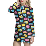 Happy Macarons Pattern Print Hoodie Dress