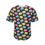 Happy Macarons Pattern Print Men's Baseball Jersey
