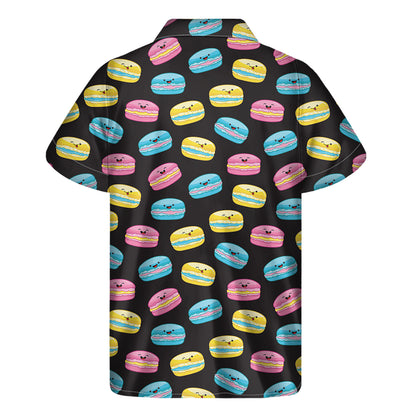 Happy Macarons Pattern Print Men's Short Sleeve Shirt
