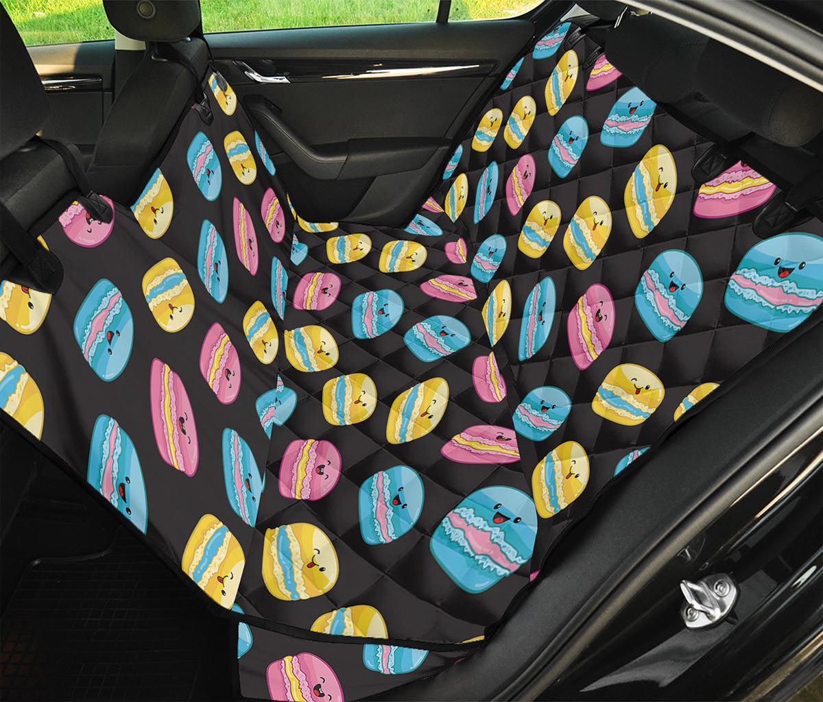 Happy Macarons Pattern Print Pet Car Back Seat Cover