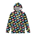 Happy Macarons Pattern Print Pullover Hoodie