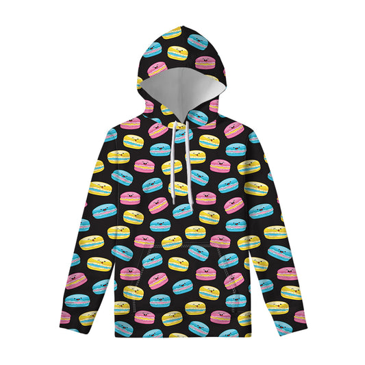 Happy Macarons Pattern Print Pullover Hoodie