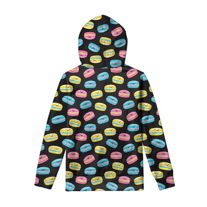 Happy Macarons Pattern Print Pullover Hoodie