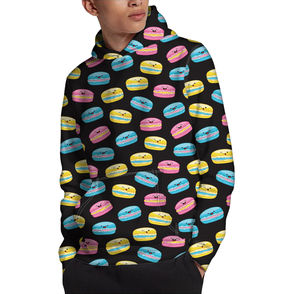 Happy Macarons Pattern Print Pullover Hoodie