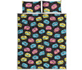 Happy Macarons Pattern Print Quilt Bed Set