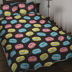 Happy Macarons Pattern Print Quilt Bed Set