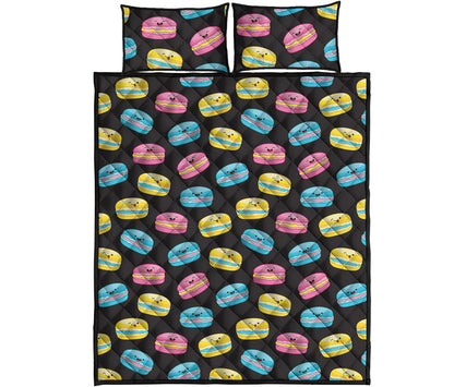Happy Macarons Pattern Print Quilt Bed Set