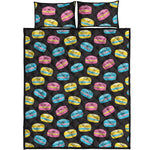 Happy Macarons Pattern Print Quilt Bed Set